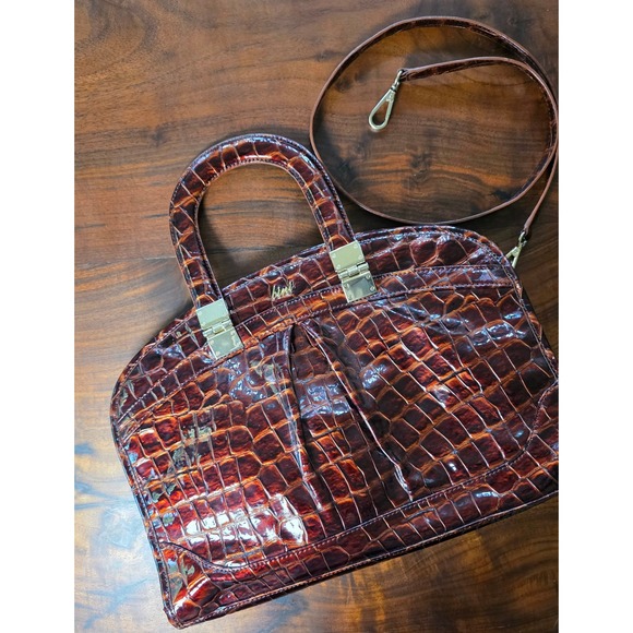 Gianni Bini Handbags - Gianni Bini Cognac Brown Croc Embossed Fall Fashion Metallic Finishes Luxury